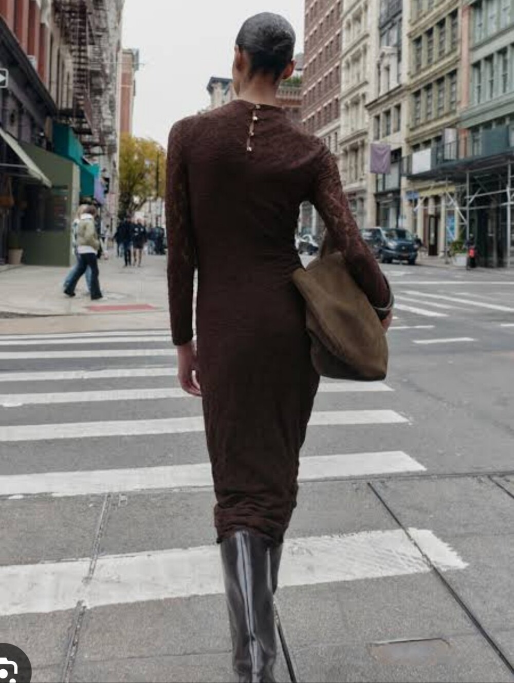 ZARA POINTELLE DRAPED MIDI DRESS - Picture 6 of 9